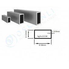 Alüminyum Kutu Profil 12mm X 18mm Et Kalınlık 0.9mm